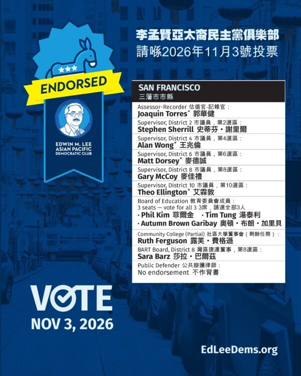 Take the Ed Lee Dems slate to the ballot box. Vote by November 3 and…
